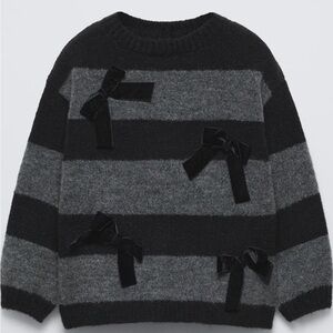 Zara girls bow knit sweater size 6Y